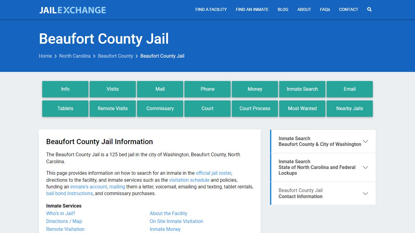 Beaufort County Jail, NC Inmate Search, Information